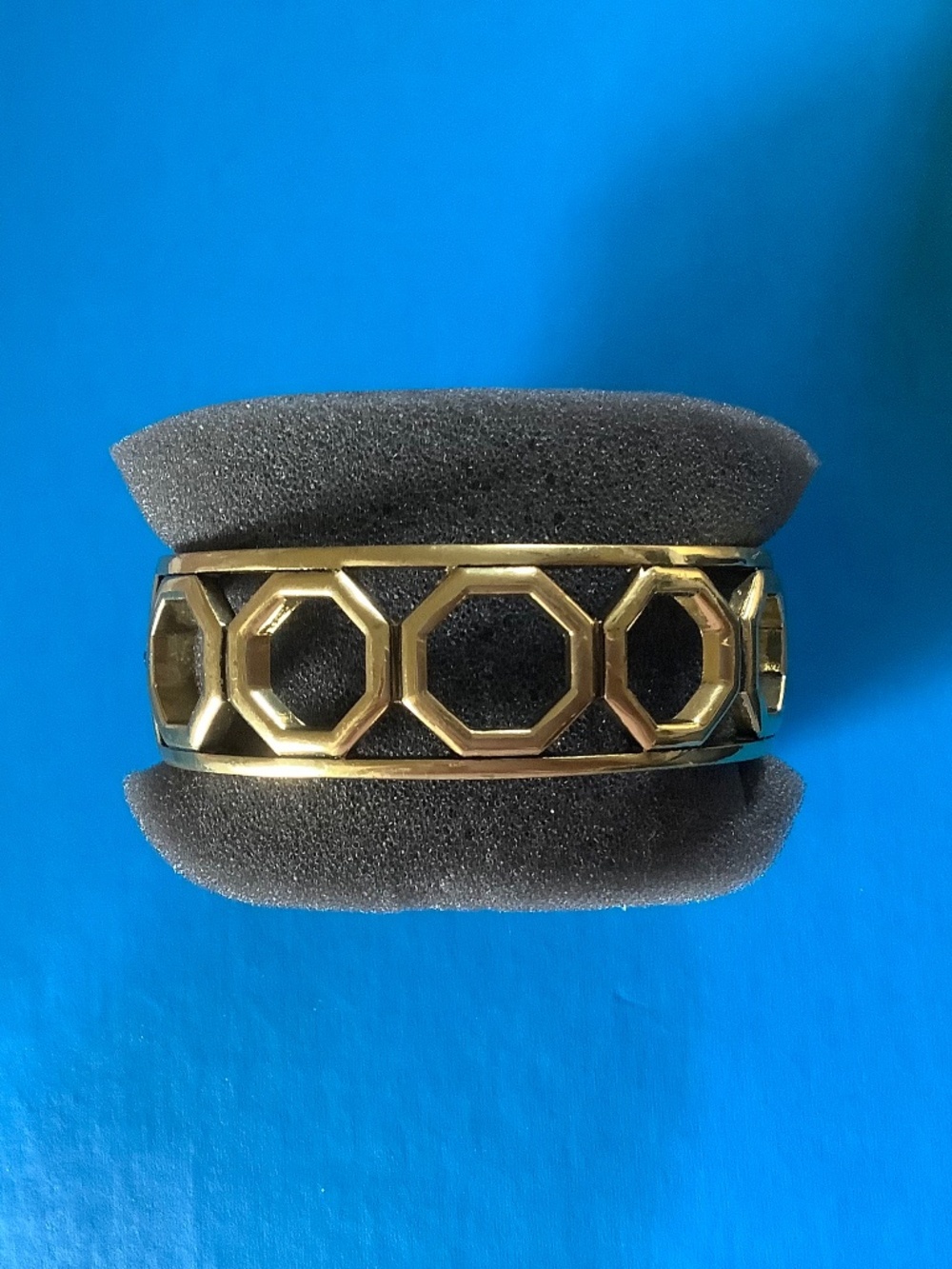 Heidi Daus Lavish Layers Art Deco Large Hinged Bangle Bracelet Blue Multi SZ M - Picture 7 of 12